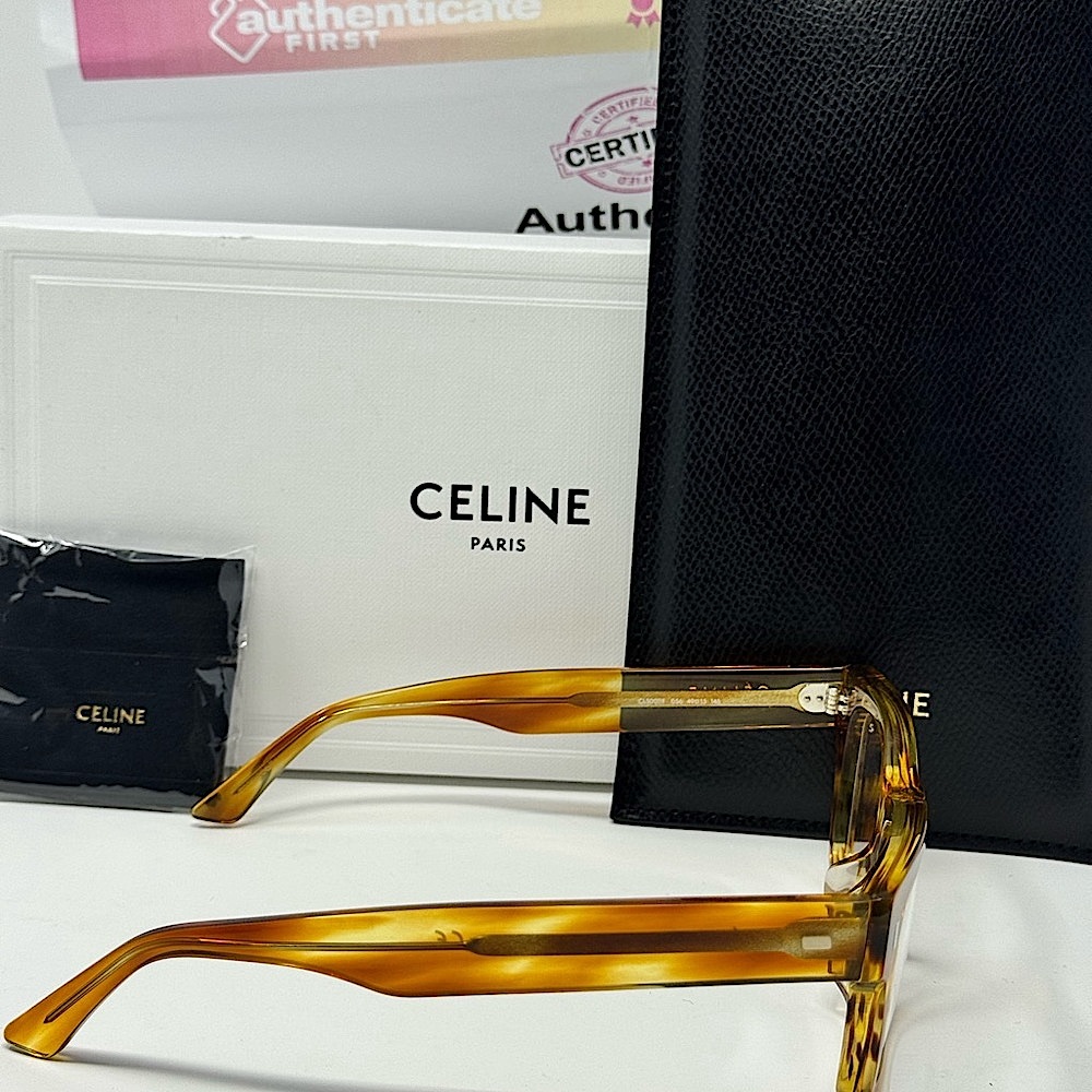 NEW Celine CL50011F 56 Amber Brown Havana Unisex Eyeglasses Authentic - Picture 6 of 6